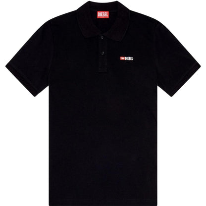 Black - Front - Diesel Mens Weet-Spilt Polo Shirt