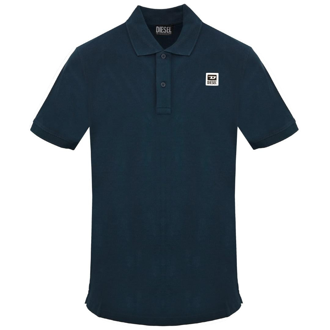 Navy Blue - Front - Diesel Mens Total Eclipse Small Logo Polo Shirt