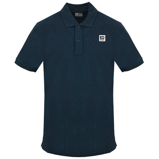 Navy Blue - Front - Diesel Mens Total Eclipse Small Logo Polo Shirt
