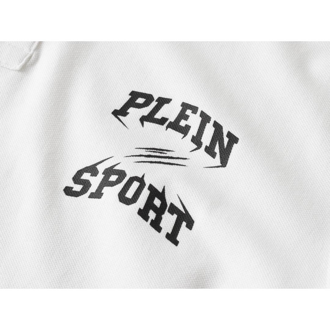 White - Side - Plein Sport Mens Small Logo Breathable Polo Shirt