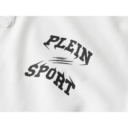 White - Side - Plein Sport Mens Small Logo Breathable Polo Shirt