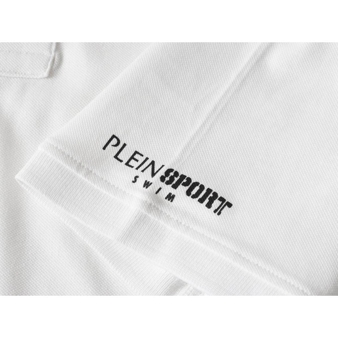 White - Lifestyle - Plein Sport Mens Small Logo Breathable Polo Shirt