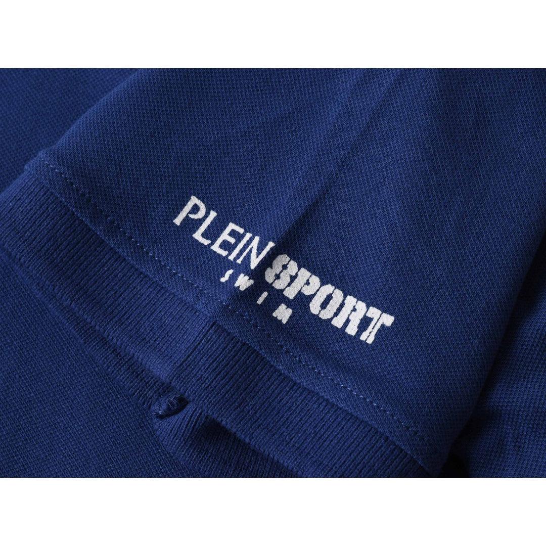Navy Blue - Side - Plein Sport Mens Small Logo Breathable Polo Shirt