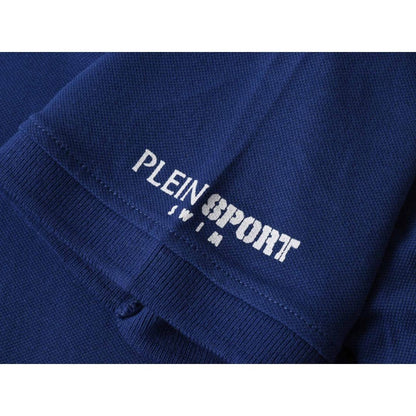 Navy Blue - Side - Plein Sport Mens Small Logo Breathable Polo Shirt