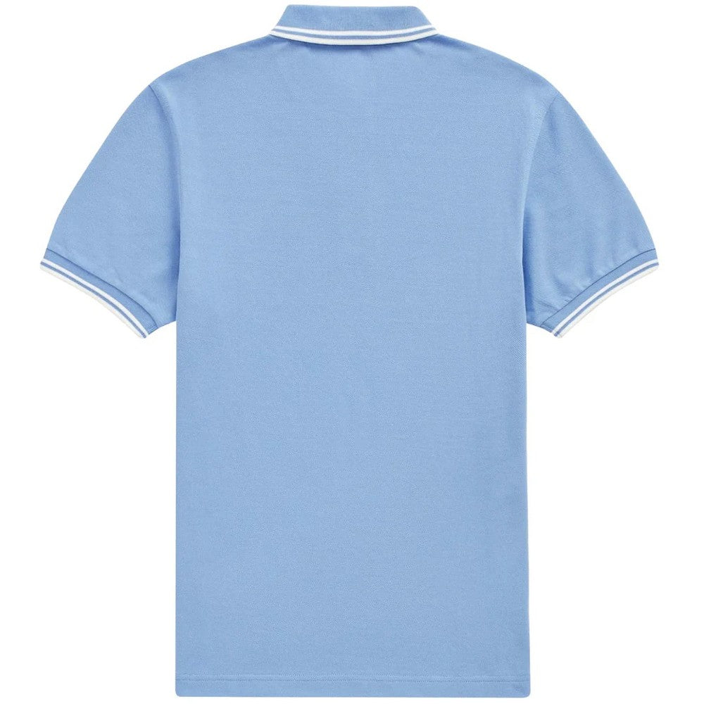 Sky Blue - Back - Fred Perry Mens Rib Knit Collared Polo Shirt