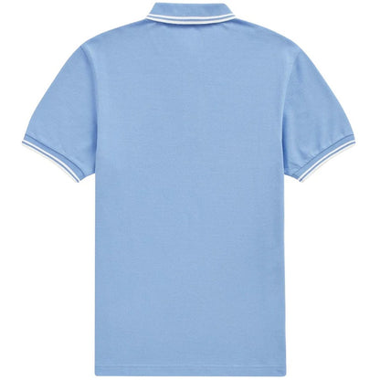 Sky Blue - Back - Fred Perry Mens Rib Knit Collared Polo Shirt