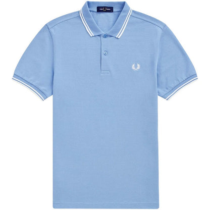 Sky Blue - Front - Fred Perry Mens Rib Knit Collared Polo Shirt