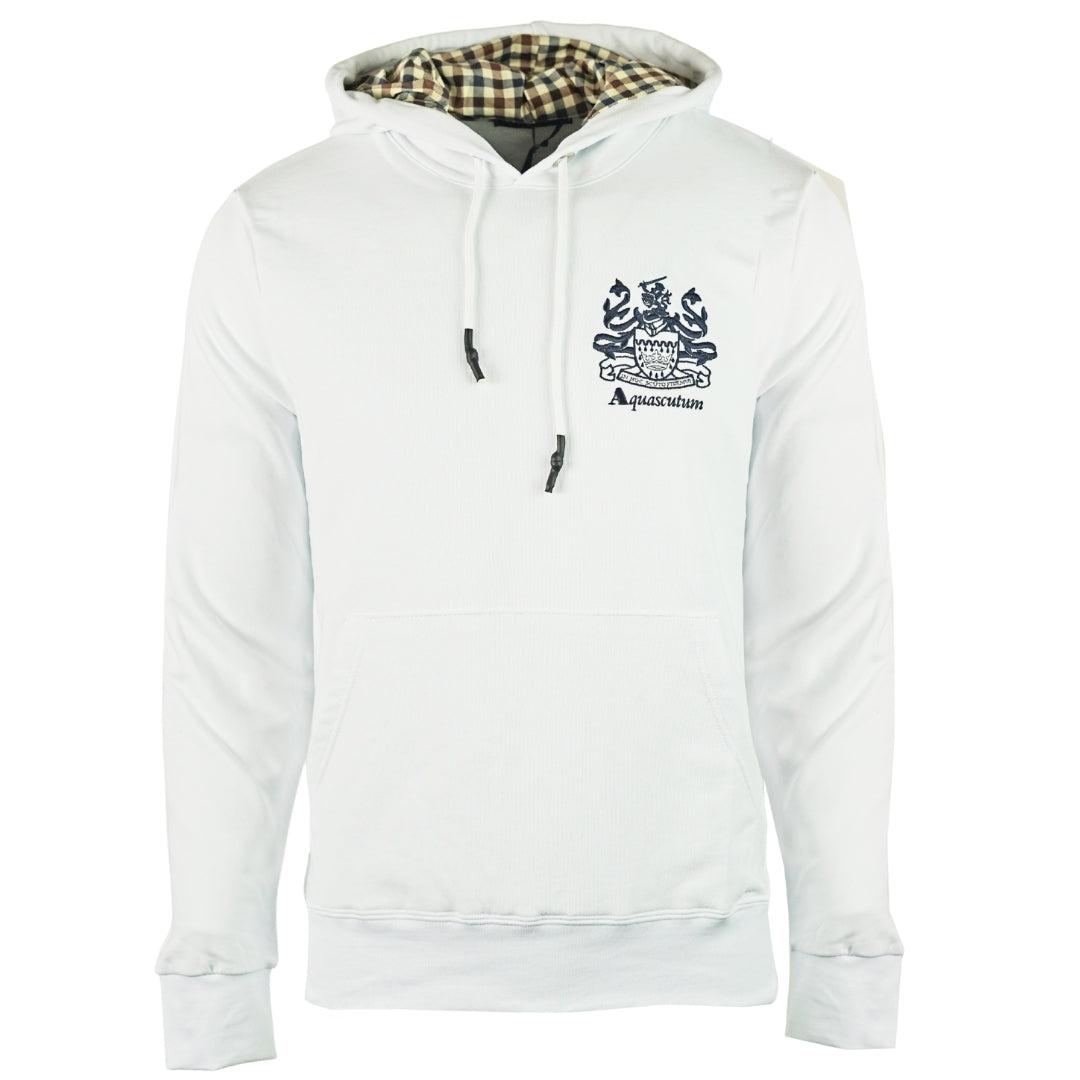 White - Front - Aquascutum Mens Aldis Logo Hoodie