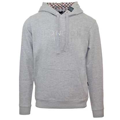 Grey - Front - Aquascutum Mens London 1851 Bold Logo Hoodie