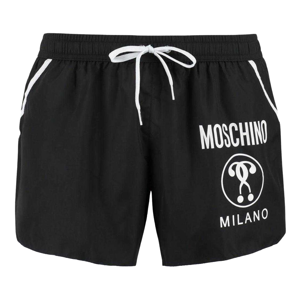 Black - Front - Moschino Mens Milano Logo Swim Shorts