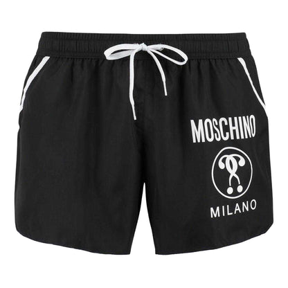 Black - Front - Moschino Mens Milano Logo Swim Shorts