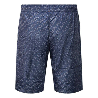 Navy - Back - Philipp Plein Mens Repeat Logo Swim Shorts