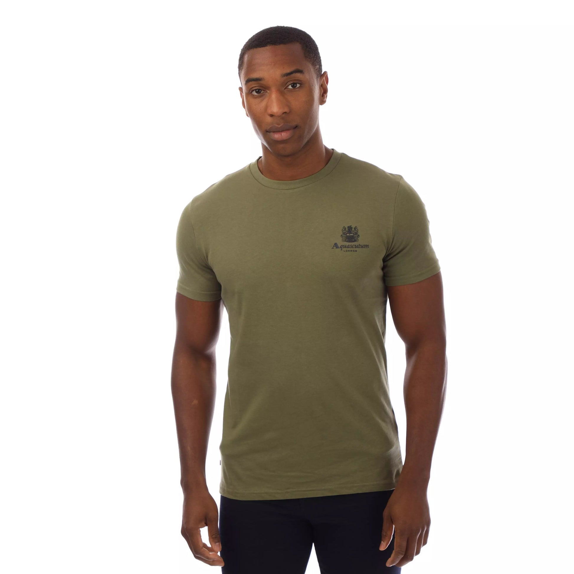 Green - Side - Aquascutum Mens London Aldis Logo T-Shirt