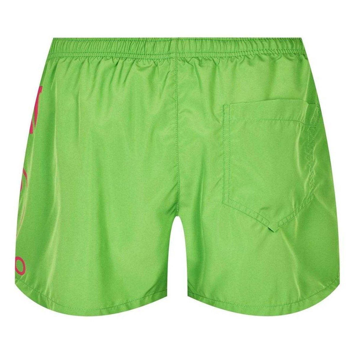 Green - Back - Moschino Mens Milano Large Logo Swim Shorts