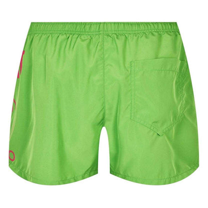 Green - Back - Moschino Mens Milano Large Logo Swim Shorts