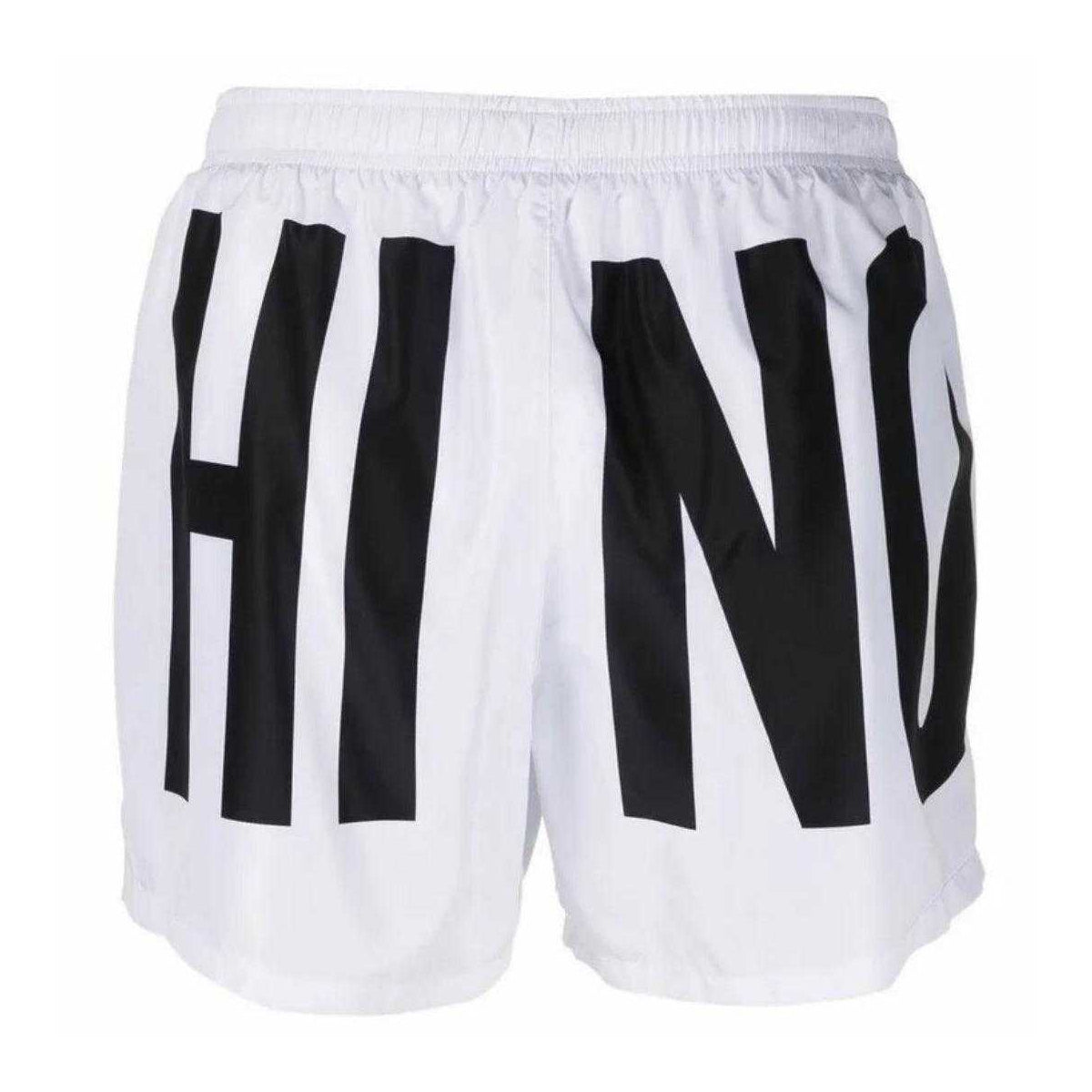 White - Back - Moschino Mens Logo Swim Shorts