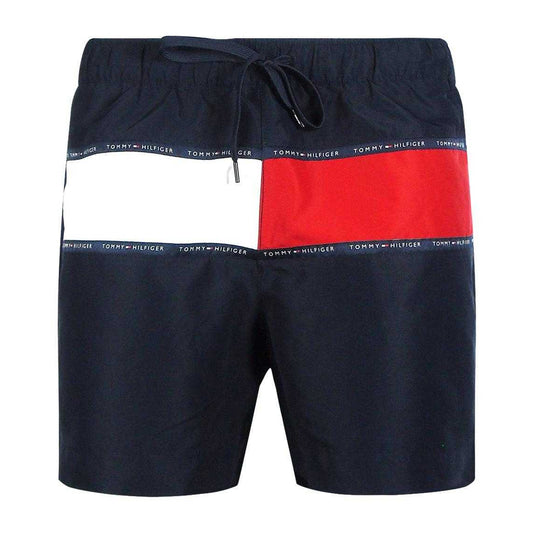 Black - Front - Tommy Hilfiger Mens Flag Swim Shorts