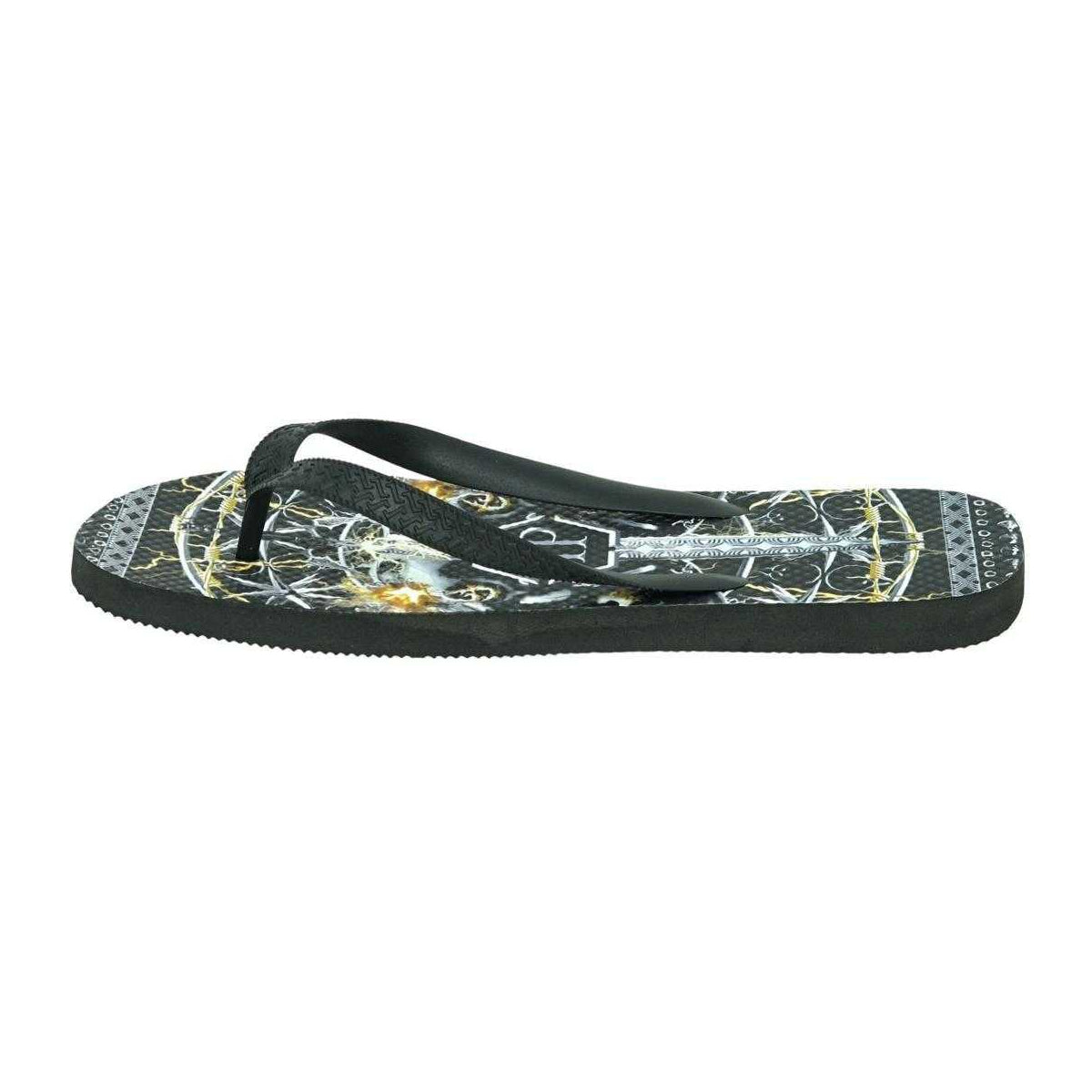 Multicoloured - Back - Philipp Plein Mens Sword Logo Flip Flops