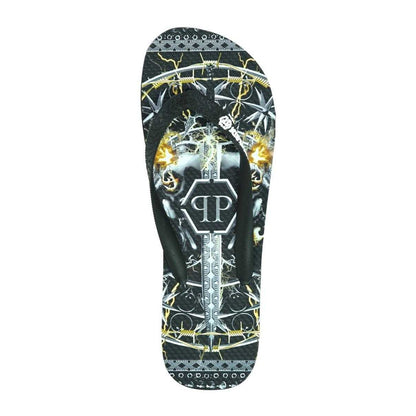 Multicoloured - Side - Philipp Plein Mens Sword Logo Flip Flops