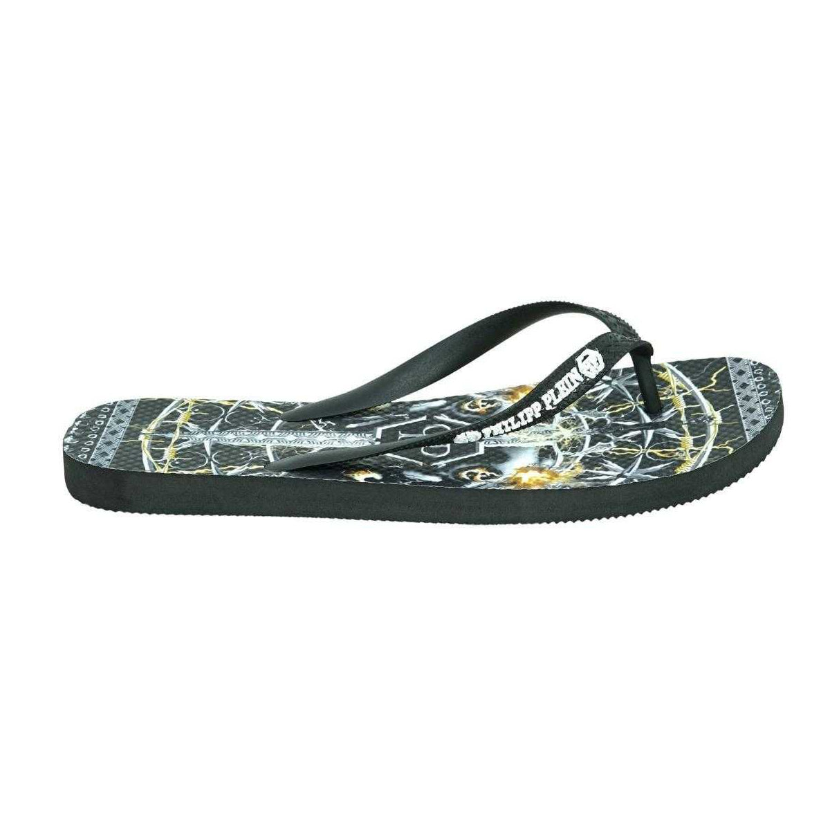 Multicoloured - Front - Philipp Plein Mens Sword Logo Flip Flops