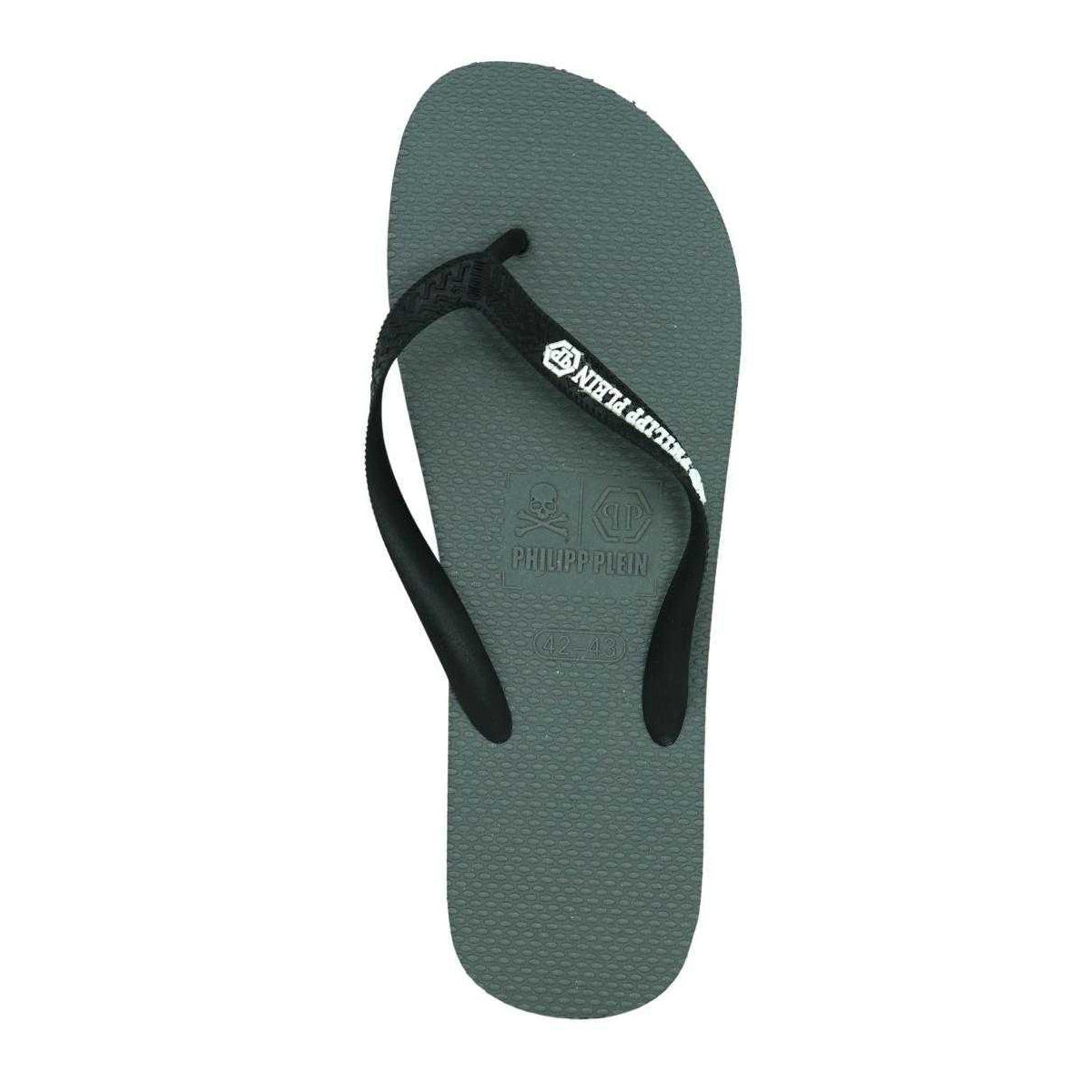 Grey - Side - Philipp Plein Mens Flip Flops
