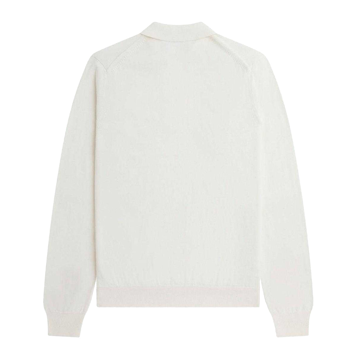 White - Back - Fred Perry Mens Plain Knitted Long-Sleeved Polo Shirt