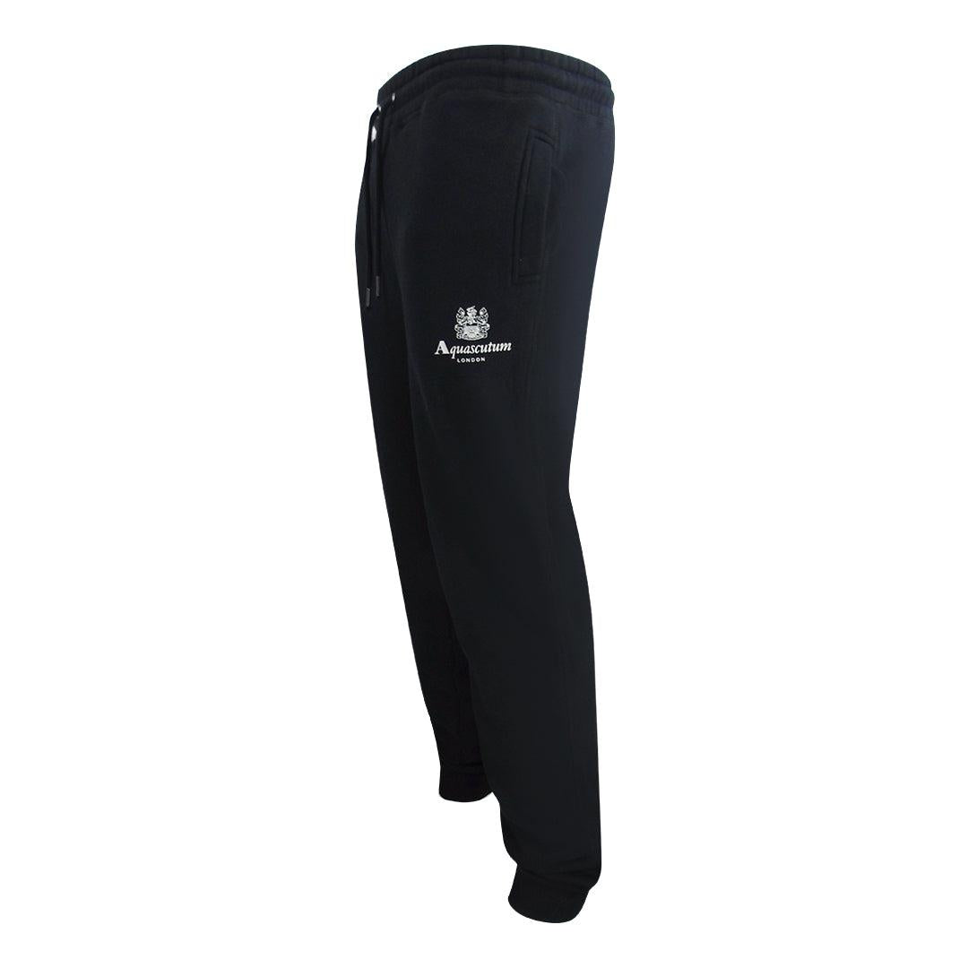 Black - Side - Aquascutum Mens Active Basic Ribbed Jogging Bottoms