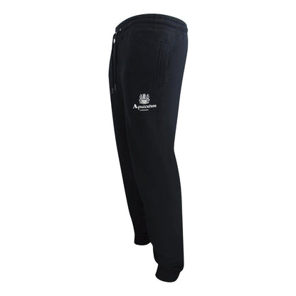 Black - Side - Aquascutum Mens Active Basic Ribbed Jogging Bottoms