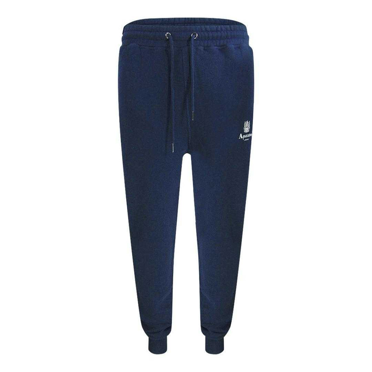 Blue - Front - Aquascutum Mens Active Basic Ribbed Jogging Bottoms