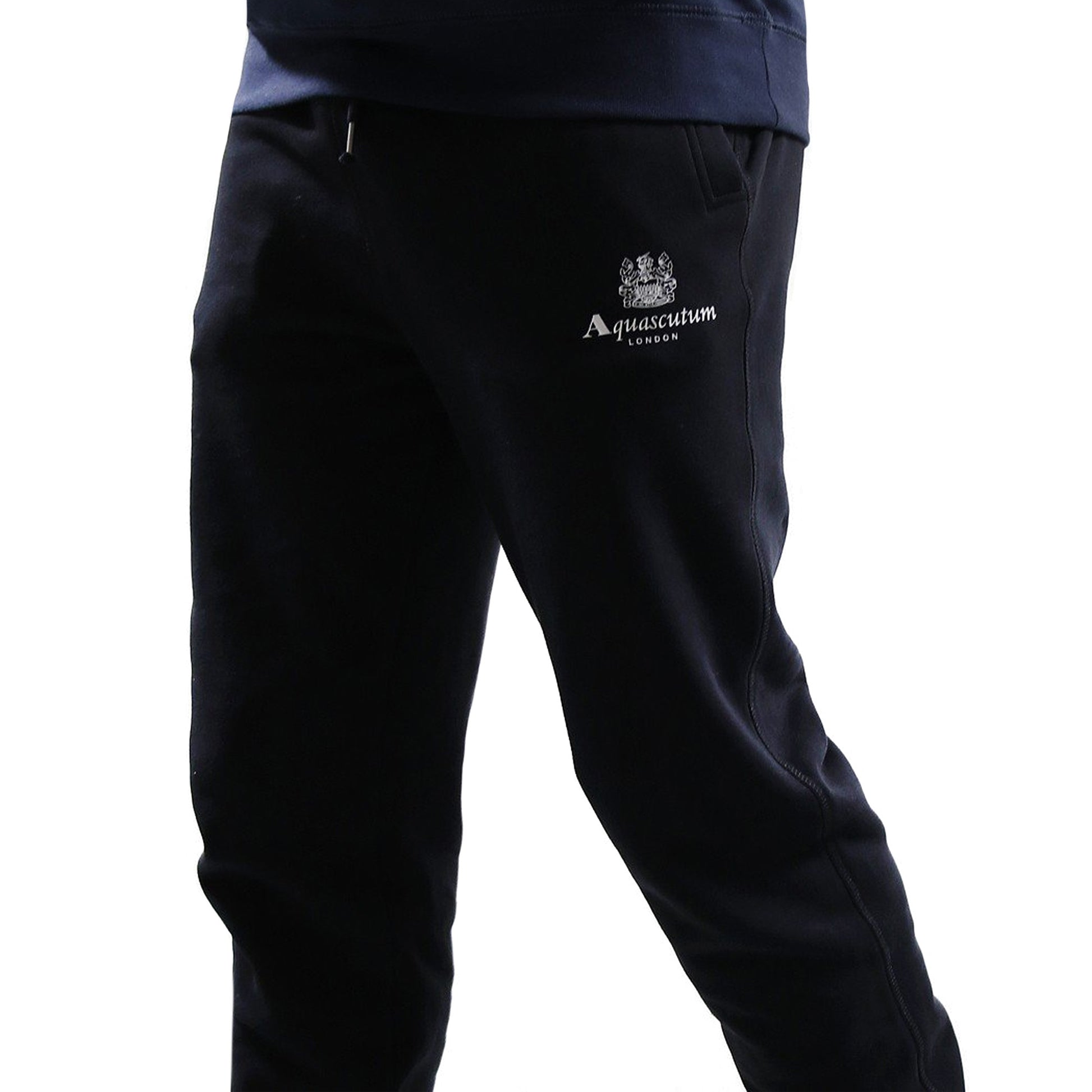 Navy Blue - Lifestyle - Aquascutum Mens Active Basic Ribbed Jogging Bottoms