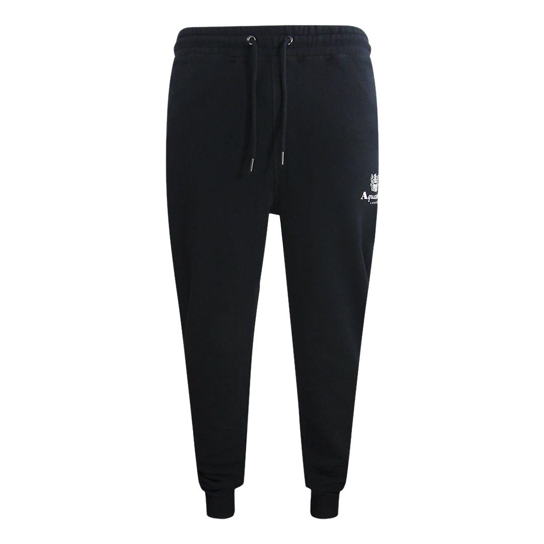 Black - Front - Aquascutum Mens Active Basic Ribbed Jogging Bottoms