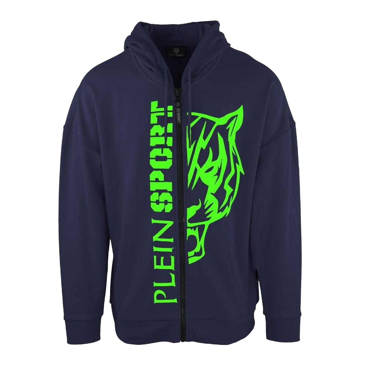 Navy - Front - Plein Sport Mens Large Logo Full Zip Hoodie