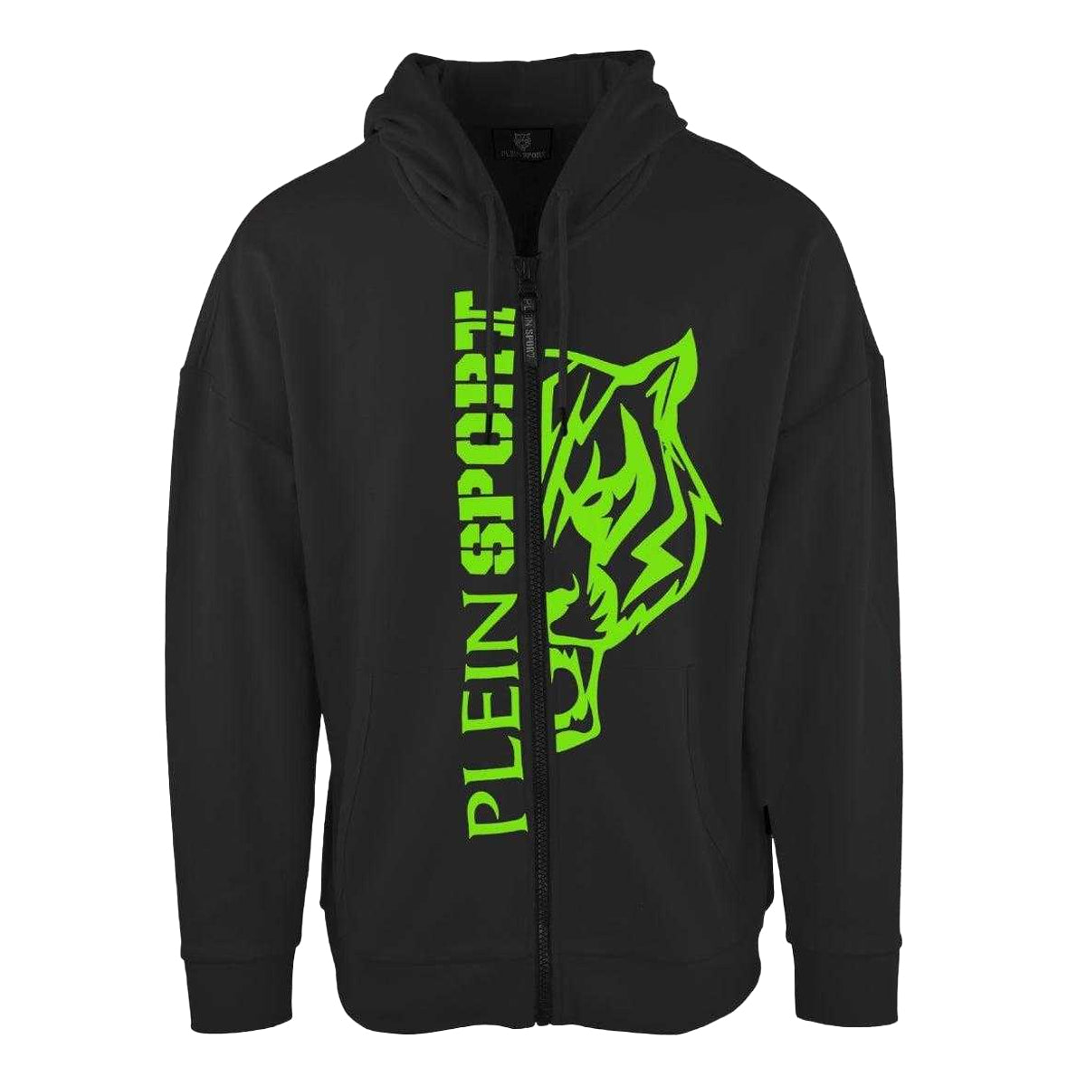 Black - Front - Plein Sport Mens Large Logo Full Zip Hoodie
