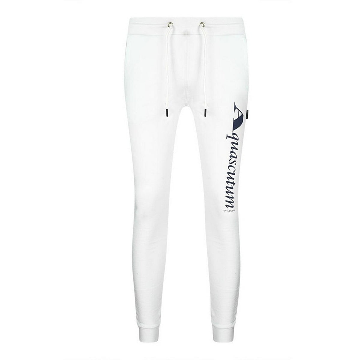 White - Front - Aquascutum Mens Logo Jogging Bottoms
