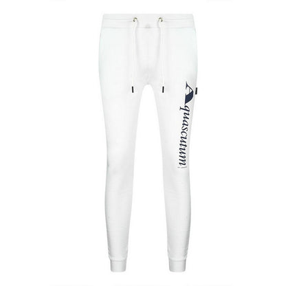 White - Front - Aquascutum Mens Logo Jogging Bottoms