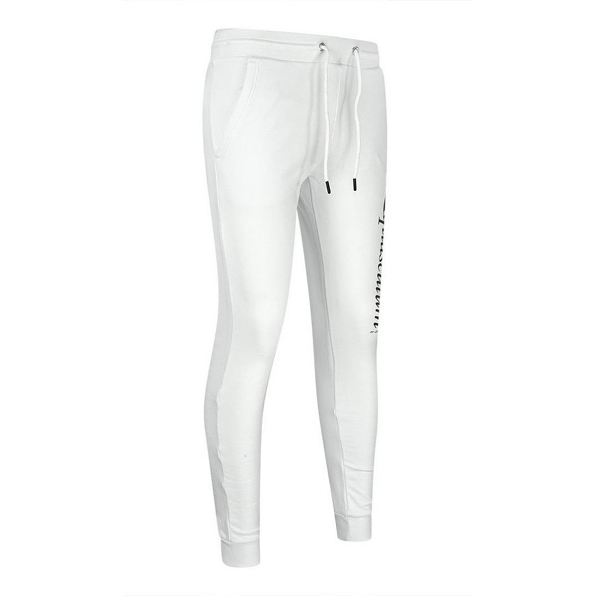 White - Side - Aquascutum Mens Logo Jogging Bottoms