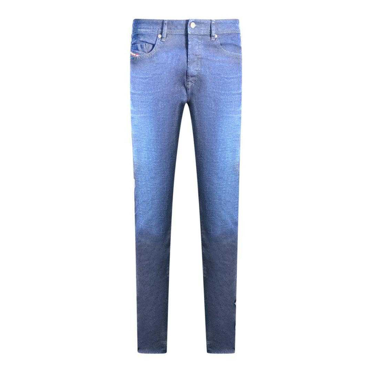 Dark Blue - Front - Diesel Mens Buster Faded Jeans