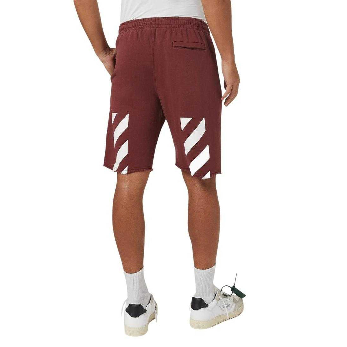 Burgundy - Back - Off White Unisex Adult Helvetica Sweat Shorts