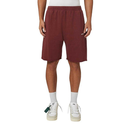 Burgundy - Side - Off White Unisex Adult Helvetica Sweat Shorts