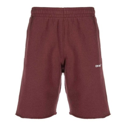 Burgundy - Front - Off White Unisex Adult Helvetica Sweat Shorts