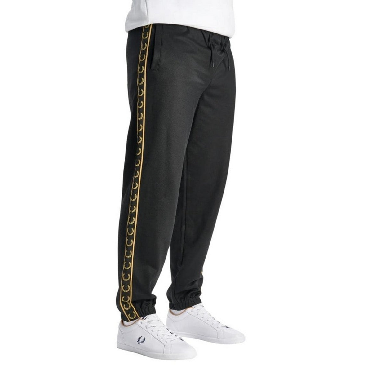 Black - Front - Fred Perry Mens Seasonal Taped Seam Jogging Bottoms