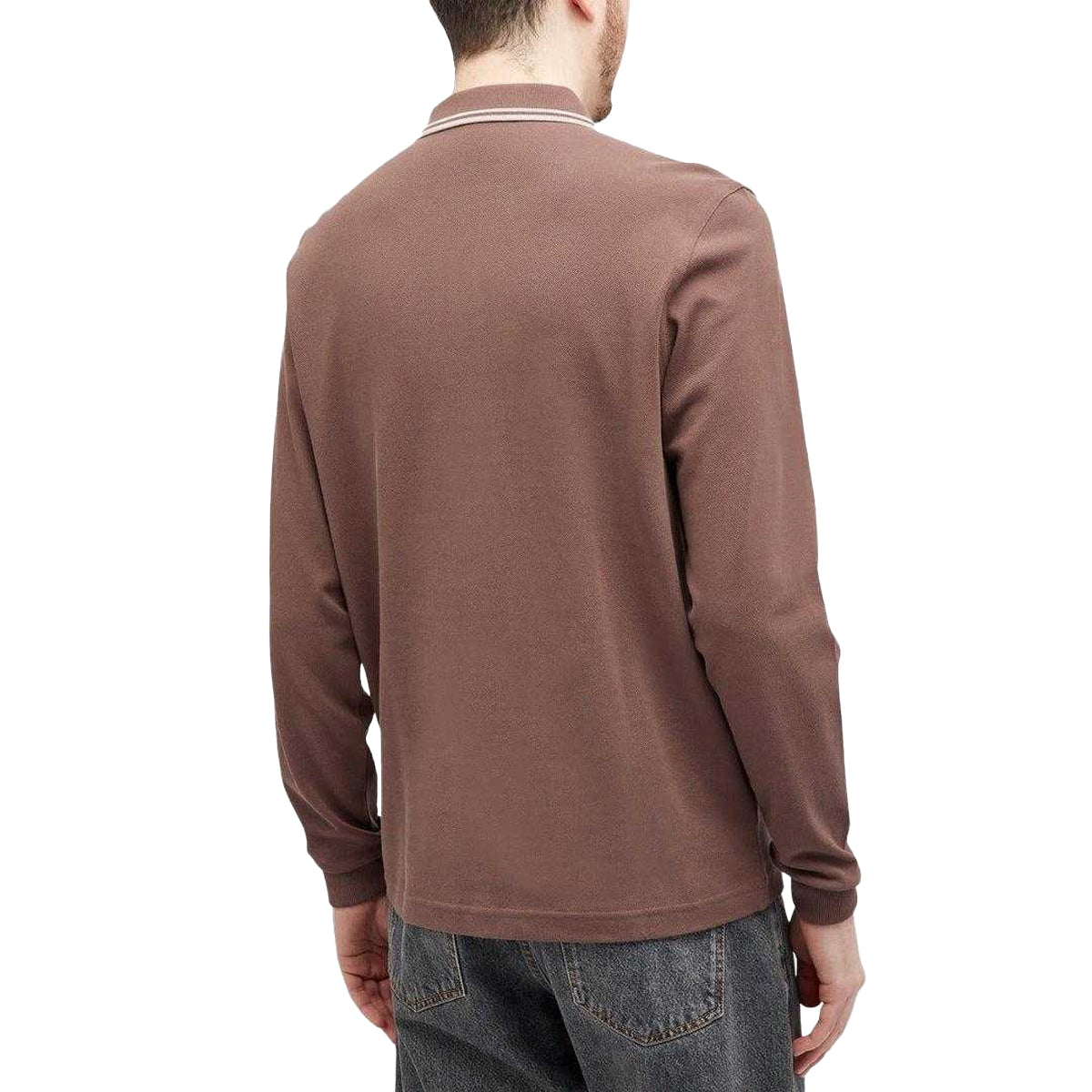Brick - Back - Fred Perry Mens Long-Sleeved Polo Shirt