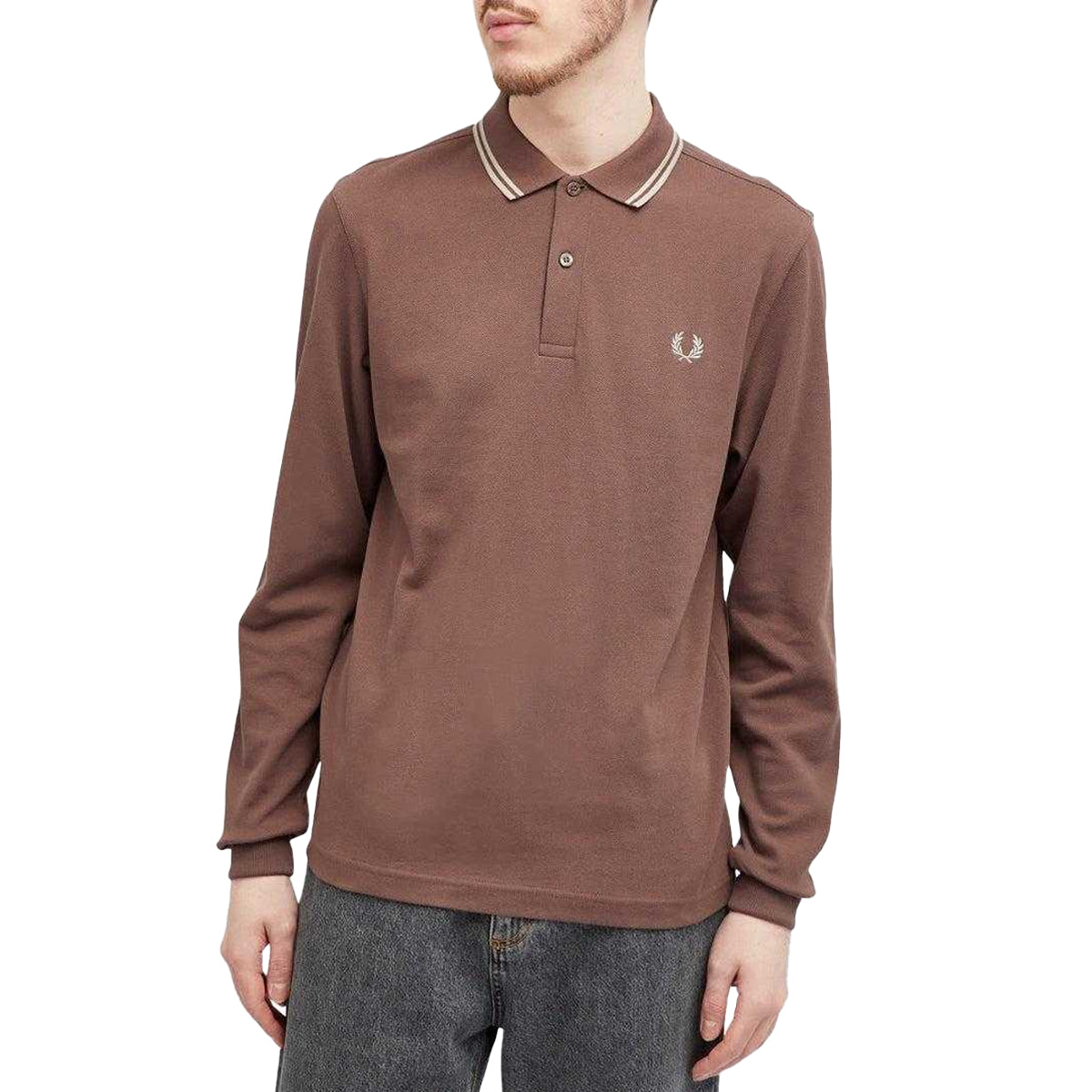 Brick - Side - Fred Perry Mens Long-Sleeved Polo Shirt