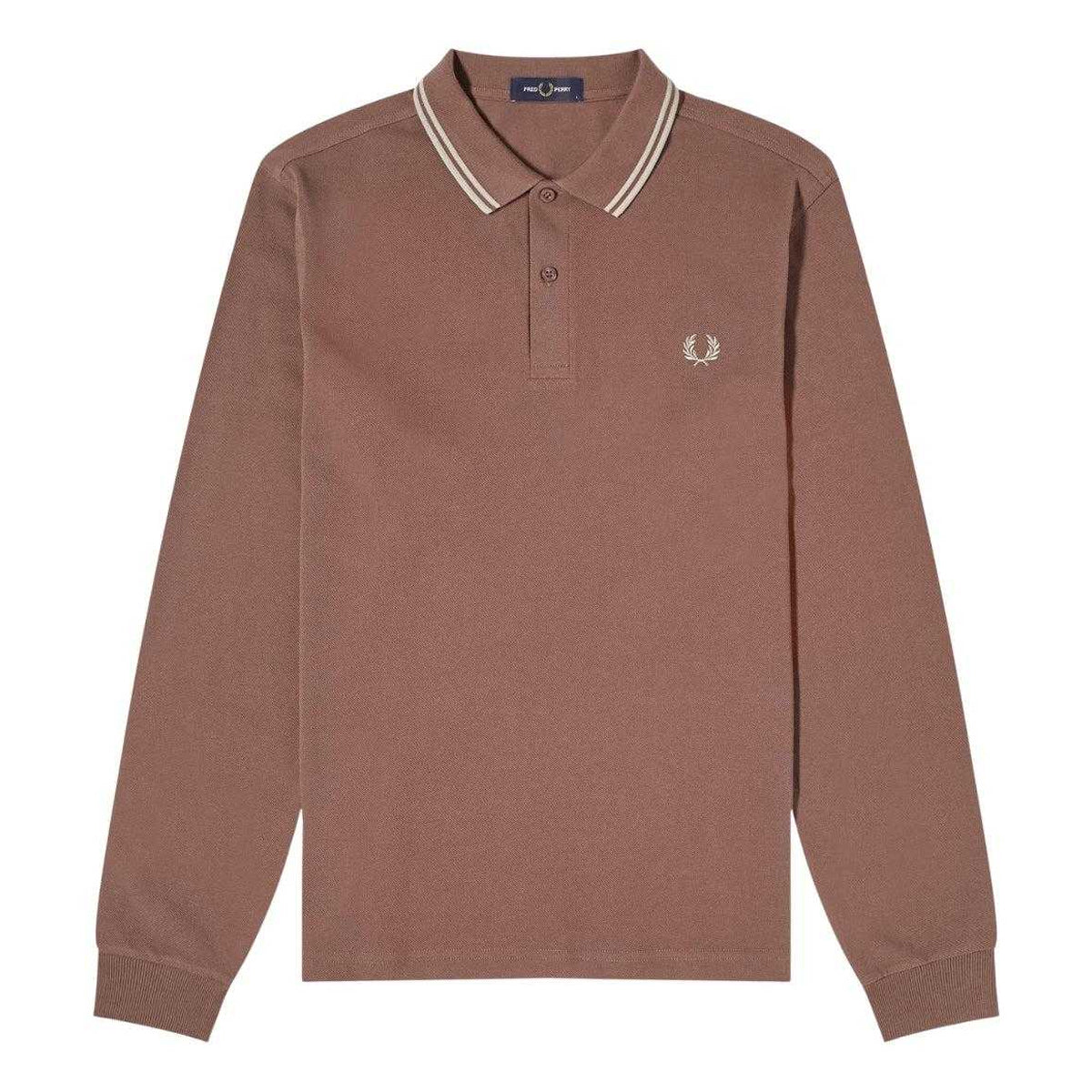 Brick - Front - Fred Perry Mens Long-Sleeved Polo Shirt