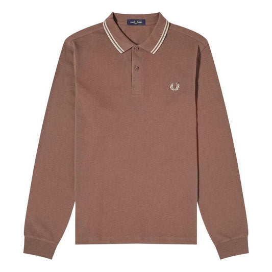 Brick - Front - Fred Perry Mens Long-Sleeved Polo Shirt