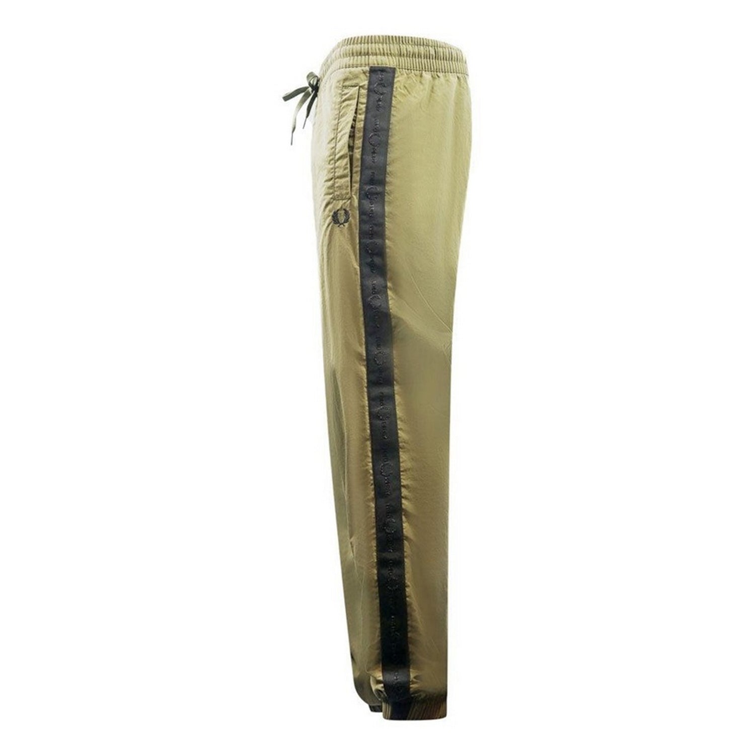 Military Green - Side - Fred Perry Mens Tonal Tape Jogging Bottoms