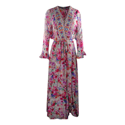 Multicoloured - Front - Inoa Womens-Ladies Rosetto Gardenia Silk Robe