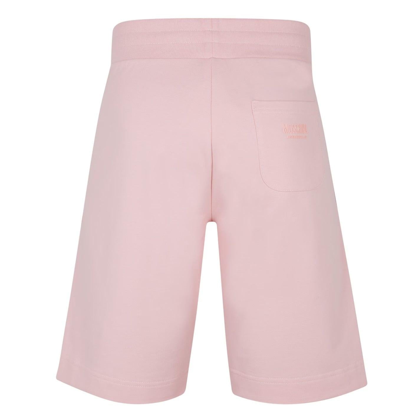 Pink - Back - Moschino Womens-Ladies Tape Branded Casual Shorts