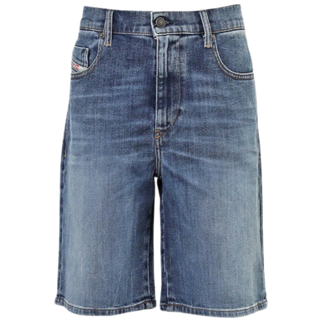 Blue - Front - Diesel Mens D-Strukt Denim Casual Shorts