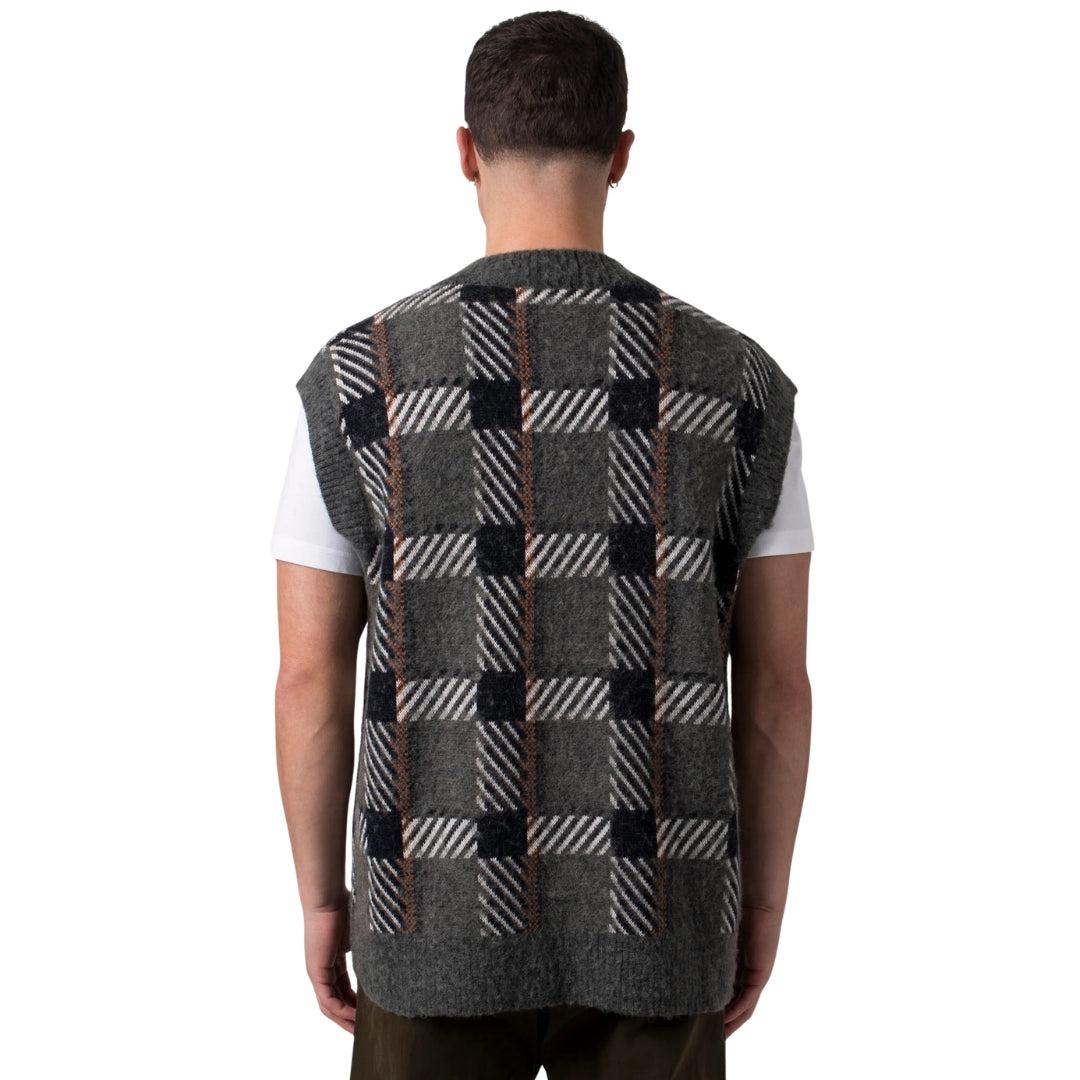Field Green - Back - Fred Perry Mens Tartan Sweater Vest